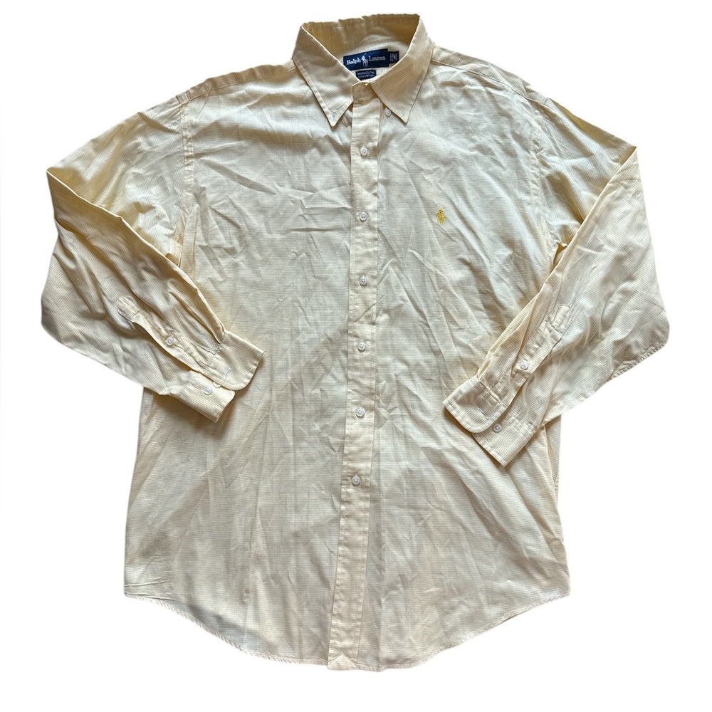 Ralph Lauren Yarmouth‎ Mens 16.5 32/33 Long Sleeve Button Shirt Yellow Pony
